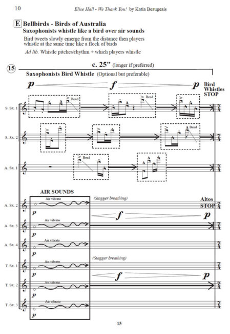 Elise Hall - We Thank You! for Sax ensemble by Katia Beaugeais P.10 AUSTRALIAN BIRDS