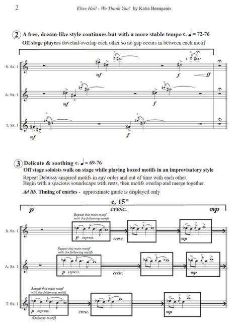 Elise Hall - We Thank You! by Katia Beaugeais P.2 features Debussy Rhapsodie-inspired motifs