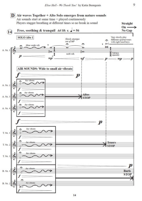 Elise Hall - We Thank You! for Sax ensemble by Katia Beaugeais P.9